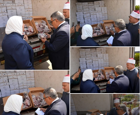 محافظ الدقهلية يشهد استلام الدفعة السابعة من لحوم صكوك الأضاحي والإطعام 